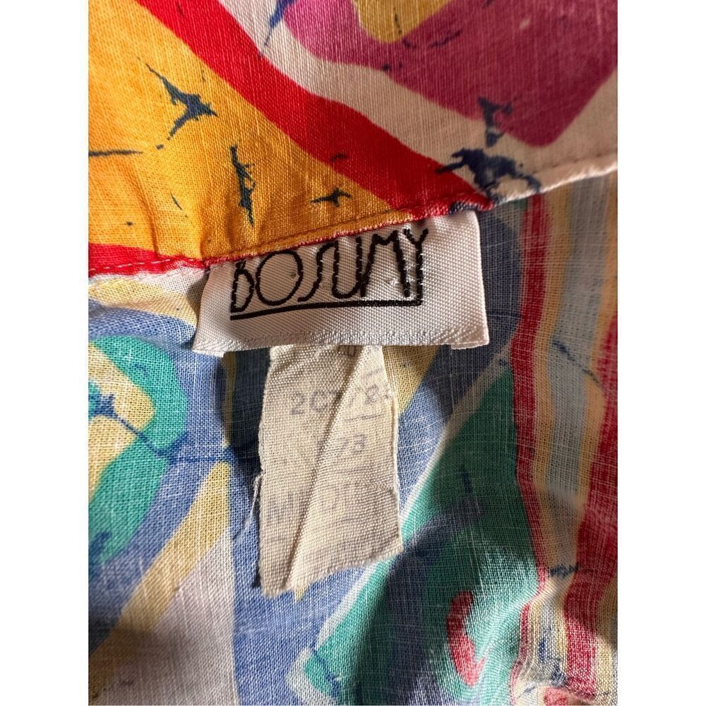 Bosumy Vintage Colourful Abstract Print Button Down Shirt Medium - Picture 2 of 8